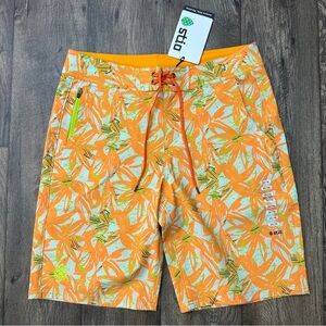 Stio Daybreak Painted Floral Board Shorts Swim Trunks Men’s Size 32/19 Orange